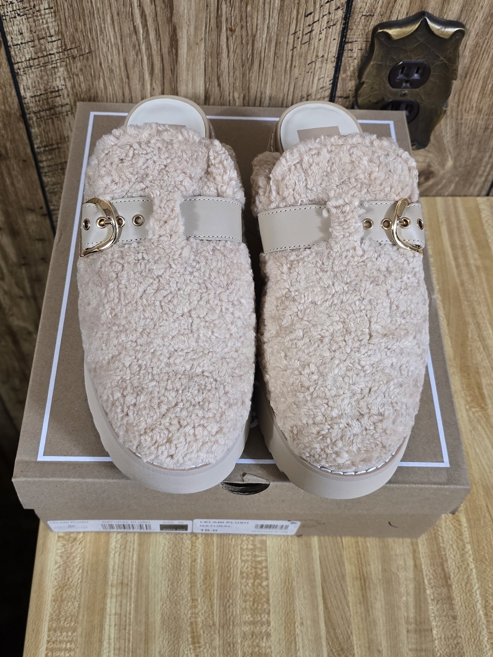 Dolce Vita Leilani Plush Faux Fur Mule Natural Size 10 Nwot